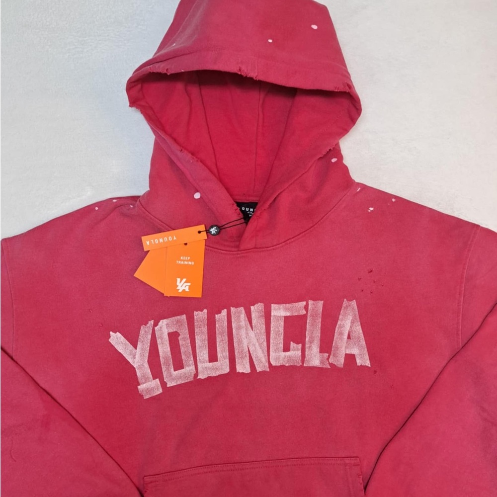 YoungLA Pink Vintage Wash Hoodie - Men's size XL - Picture 3 of 12